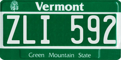 VT license plate ZLI592