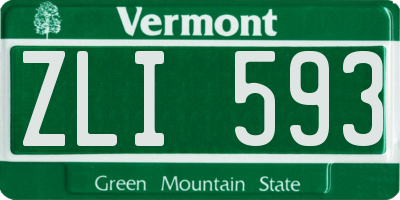 VT license plate ZLI593