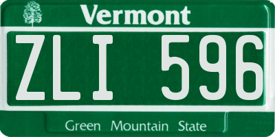 VT license plate ZLI596