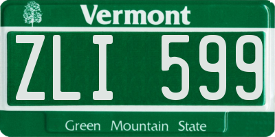 VT license plate ZLI599
