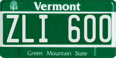 VT license plate ZLI600