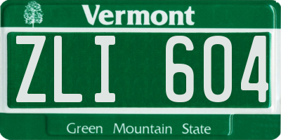 VT license plate ZLI604