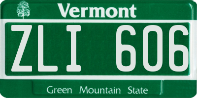 VT license plate ZLI606