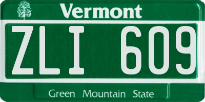 VT license plate ZLI609