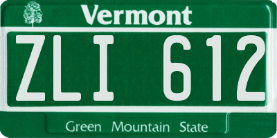 VT license plate ZLI612