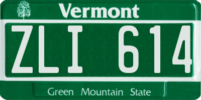 VT license plate ZLI614