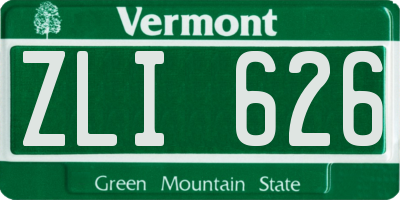 VT license plate ZLI626