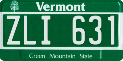 VT license plate ZLI631