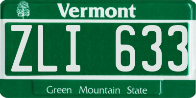 VT license plate ZLI633