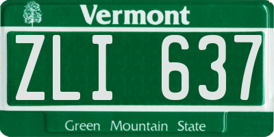 VT license plate ZLI637