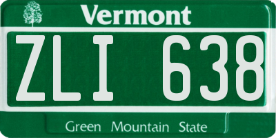 VT license plate ZLI638