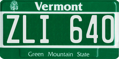 VT license plate ZLI640