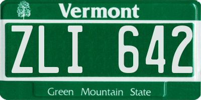 VT license plate ZLI642