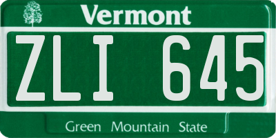 VT license plate ZLI645