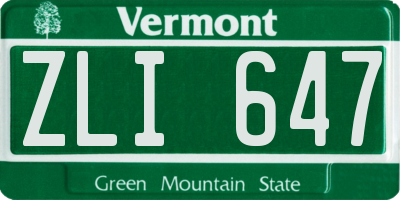VT license plate ZLI647