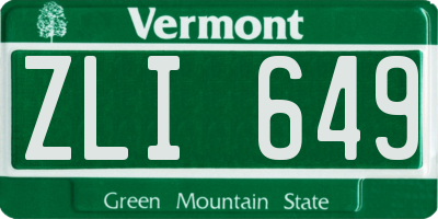 VT license plate ZLI649