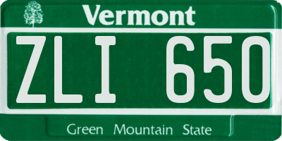 VT license plate ZLI650