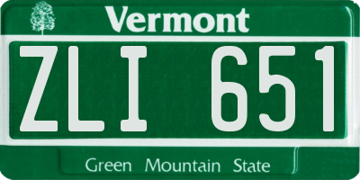 VT license plate ZLI651
