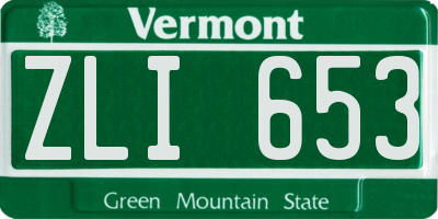 VT license plate ZLI653