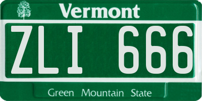 VT license plate ZLI666