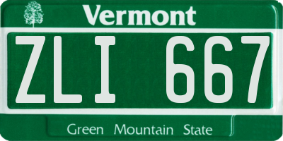 VT license plate ZLI667