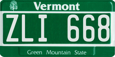 VT license plate ZLI668