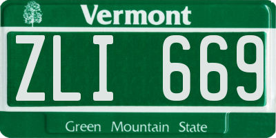 VT license plate ZLI669