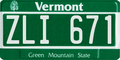 VT license plate ZLI671