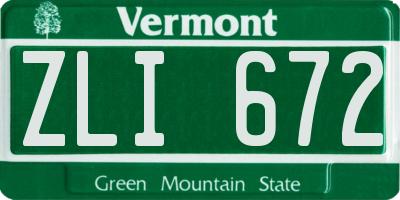 VT license plate ZLI672