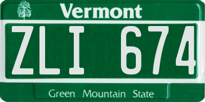 VT license plate ZLI674