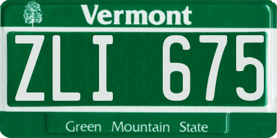 VT license plate ZLI675
