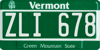 VT license plate ZLI678