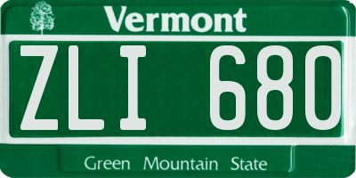 VT license plate ZLI680
