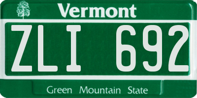 VT license plate ZLI692