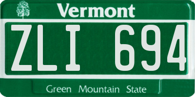 VT license plate ZLI694
