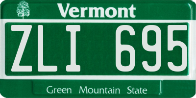 VT license plate ZLI695