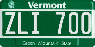 VT license plate ZLI700