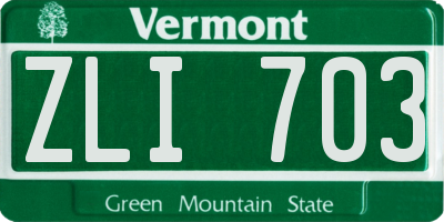 VT license plate ZLI703