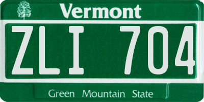VT license plate ZLI704