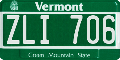 VT license plate ZLI706