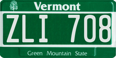VT license plate ZLI708
