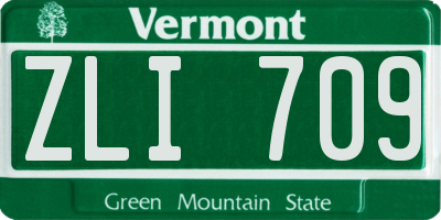 VT license plate ZLI709