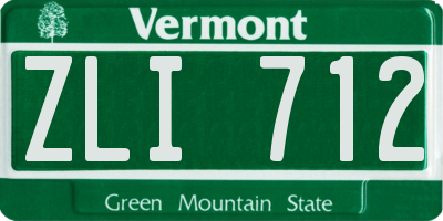 VT license plate ZLI712