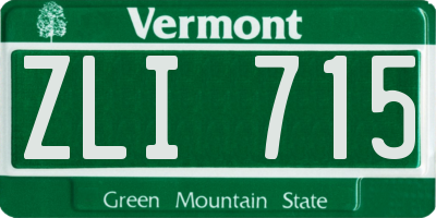 VT license plate ZLI715