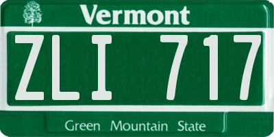 VT license plate ZLI717