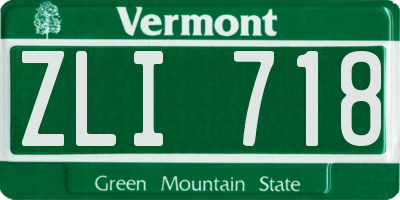 VT license plate ZLI718