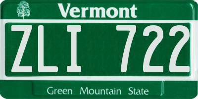 VT license plate ZLI722