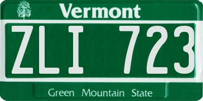 VT license plate ZLI723