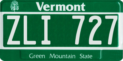 VT license plate ZLI727