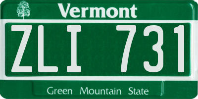 VT license plate ZLI731